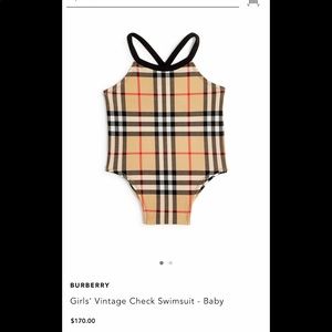 Burberry Kids
Beige Vintage Check Swimsuit Size 18mo